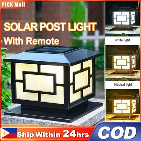 solar pillar lights outdoor|【Free Shipping】 Solar Gate Pillar Light LED 4 Tricolor Outdoor .